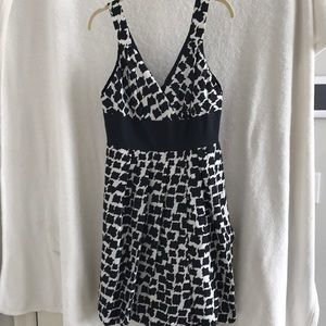 Black and white silk dress